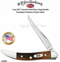 W.R. Case & Sons Cutlery CA08469 Case Red Stag Handle  Small Texas Toothpick Knife