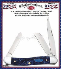 W.R. Case & Son's Cutlery CA14316 CaseXX Ford Medium Stockman Smooth Polar Arctic Blue Kirinite Handle Pocket Knife