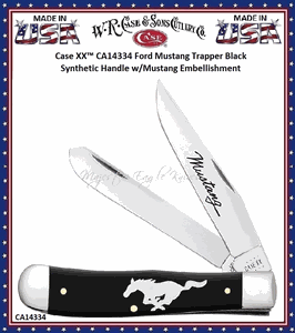 W.R. Case & Son's Cutlery CA14334 Case XX� Ford Mustang Trapper Black Synthetic Handle w/Mustang Embellishment