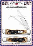 W.R. Case & Son's Cutlery CA144 Case XX� Jigged Amber Bone Handle Equestrian Stainless Pocket Knife    