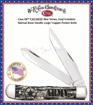 W.R. Case & Son's Cutlery CA15032 CASE XX� 3 1/4" Clip and 3 1/4" Spey Tru-Sharp Surgical Stainless Steel Plain Blades Natural Bone Etched w/ARMY and Star Graphic Handle U.S. Army Large Trapper Pocket Knife 