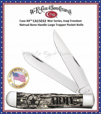 W.R. Case & Son's Cutlery CA15032 CASE XX™ 3 1/4" Clip and 3 1/4" Spey Tru-Sharp Surgical Stainless Steel Plain Blades Natural Bone Etched w/ARMY and Star Graphic Handle U.S. Army Large Trapper Pocket Knife W.R. Case & Son's Cutlery CA15032 CASE XX™ 3 1/4" Clip and 3 1/4" Spey Tru-Sharp Surgical Stainless Steel Plain Blades Natural Bone Etched w/ARMY and Star Graphic Handle U.S. Army Large Trapper Pocket Knife