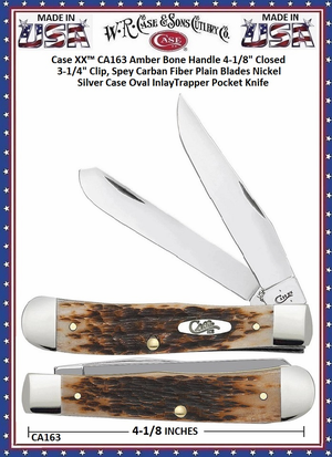 W.R. Case & Son's Cutlery CA163 Case XX™ Amber Bone Handle Trapper Chrome Vanadium Pocket Knife W.R. Case & Son's Cutlery CA163 Case XX™ Amber Bone Handle Trapper Chrome Vanadium Pocket Knife