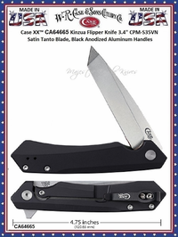 W.R. Case & Sons Cutlery CA64665 Case XX™ Kinzua Flipper 3.4" Stonewashed CPM-S35VN Stainless Steel Tanto Blade, Black Anodized Aluminum Handles Pocket Knife W.R. Case & Sons Cutlery CA64665 Case XX™ Kinzua Flipper 3.4" Stonewashed CPM-S35VN Stainless Steel Tanto Blade, Black Anodized Aluminum Handles Pocket Knife