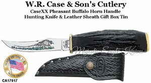 W.R. Case & Son's Cutlery CA17917 CaseXX Pheasant 7 Inches Overall Buffalo Horn Handle Genuine Black Leather Sheath Gift Box/Tin