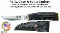 W.R. Case & Son's Cutlery CA17917 CaseXX Pheasant 7 Inches Overall Buffalo Horn Handle Genuine Black Leather Sheath Gift Box/Tin