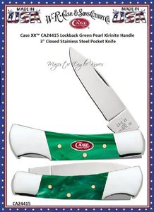 W.R. Case & Sons Cutlery CA24415 Case XX� Lockback Green Pearl Kirinite Handle 3.00" Closed Stainless Steel Pocket Knife 