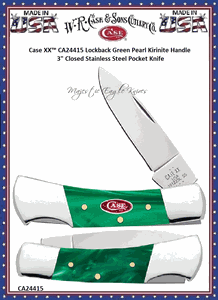 W.R. Case & Sons Cutlery CA24415 Case XX� Lockback Green Pearl Kirinite Handle 3.00" Closed Stainless Steel Pocket Knife 