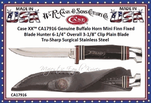 W.R. Case & Son's Cutlery CA17916 Case XX 6-1/4" Buffalo Horn Clip Blade Hunter Knife