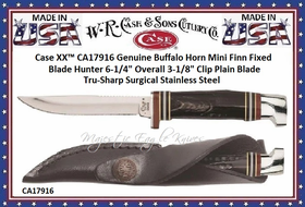W.R. Case & Son's Cutlery CA17916 Case XX 6-1/4" Buffalo Horn Clip Blade Hunter Knife W.R. Case & Son's Cutlery CA17916 Case XX 6-1/4" Buffalo Horn Clip Blade Hunter Knife