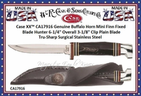 W.R. Case & Son's Cutlery CA17916 Case XX 6-1/4" Buffalo Horn Clip Blade Hunter Knife W.R. Case & Son's Cutlery CA17916 Case XX 6-1/4" Buffalo Horn Clip Blade Hunter Knife