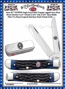 W.R. Case & Son's Cutlery CA18044 Case Boy Scouts of America  Bone Handle Mini Trapper Pocket Knife