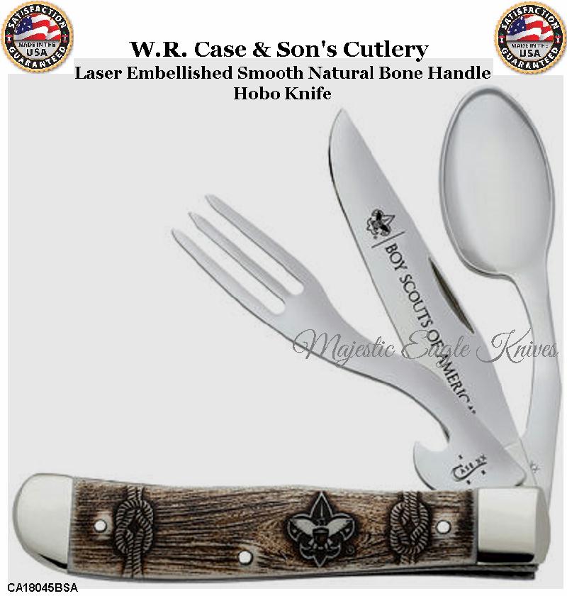 W.R. Case & Son's Cutlery CA18045BSA Case Boy Scouts of America Embellished Smooth Natural Bone