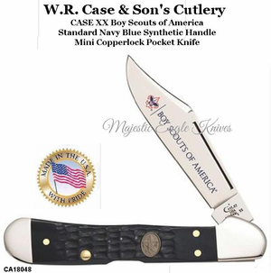 W.R. Case & Son's Cutlery CA18048 Case Boy Scouts of America Standard Jig Navy Blue Synthetic Handle Mini Copperlock Knife