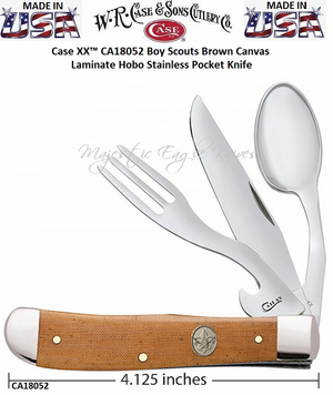 W.R. Case & Son's Cutlery CA18052 Case Boy Scouts of America Smooth Natural Brown Canvas Laminate Hobo Pocket Knife W.R. Case & Son's Cutlery CA18052 Case Boy Scouts of America Smooth Natural Brown Canvas Laminate Hobo Pocket Knife