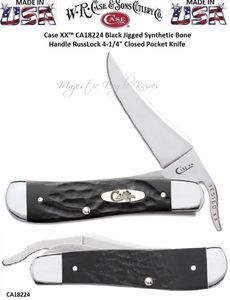 W.R. Case & Son.'s Cutlery CA18224 Case XX� Black Jigged Synthetic Bone Handle RussLock 4.25" Closed Pocket Knife