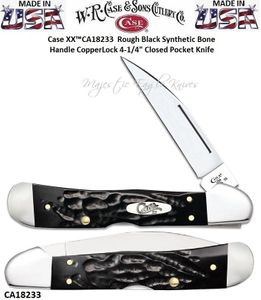 W.R. Case & Son.'s Cutlery CA18233 Case XX™ Rough Black Synthetic Bone Handle CopperLock 4.25" Closed Pocket Knife W.R. Case & Son.'s Cutlery CA18233 Case XX™ Rough Black Synthetic Bone Handle CopperLock 4.25" Closed Pocket Knife