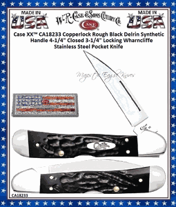 W.R. Case & Son.'s Cutlery CA18233  Case XX� Rough Black Synthetic Bone Handle CopperLock 4.25" Closed Pocket Knife