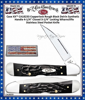W.R. Case & Son.'s Cutlery CA18233 Case XX™ Rough Black Synthetic Bone Handle CopperLock 4.25" Closed Pocket Knife W.R. Case & Son.'s Cutlery CA18233 Case XX™ Rough Black Synthetic Bone Handle CopperLock 4.25" Closed Pocket Knife