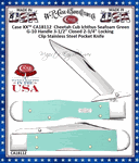W.R. Case & Sons Cutlery CA18112 Case XX� Cheetah Cub Ichthus Seafoam Green Handle 3-1/2" Closed 2-3/4" Locking Clip G-10 Stainless Steel Pocket Knife