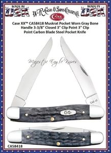 W.R. Case & Sons Cutlery CA58418 Case XX™ Muskrat Pocket Worn Gray Bone Handle 3-3/8" Closed 3" Clip Point 3" Clip Point Carbon Blade Steel Pocket Knife W.R. Case & Sons Cutlery CA58418 Case XX™ Muskrat Pocket Worn Gray Bone Handle 3-3/8" Closed 3" Clip Point 3" Clip Point Carbon Blade Steel Pocket Knife