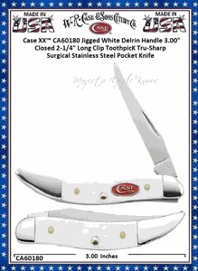 W.R. Case & Son's Cutlery CA60180 CaseXX Jigged White Synthetic Sparxx Handle Small Texas Toothpick Pocket Knife 