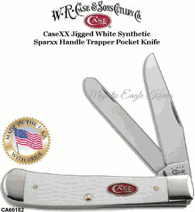 W.R. Case & Son's Cutlery CA60182 CaseXX Jigged White Synthetic Sparxx Handle Trapper Pocket Knife 