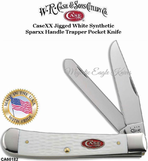 W.R. Case & Son's Cutlery CA60182 CaseXX Jigged White Synthetic Sparxx Handle Trapper Pocket Knife 