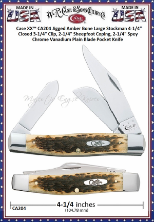 W.R. Case & Son's Cutlery CA204 Case XX™ Jigged Amber Bone Handle Large Stockman Chrome Vanadium Pocket Knife W.R. Case & Son's Cutlery CA204 Case XX™ Jigged Amber Bone Handle Large Stockman Chrome Vanadium Pocket Knife