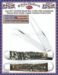 W.R. Case & Son's Cutlery CA22030 Case Embellished Smooth Natural Bone Handle WWII Trapper Pocket Knife