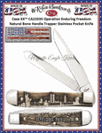 W.R. Case & Son's Cutlery CA22035 Case Embellished Smooth Natural Bone Handle Enduring Freedom Trapper Pocket Knife