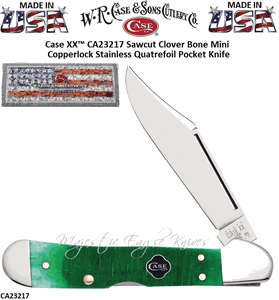 W.R. Case & Son's Cutlery CA23217 CASE XX� 3-1/2" Closed Sawcut Clover Bone Handle Mini Copperlock Pocket Knife