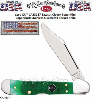 W.R. Case & Son's Cutlery CA23217 CASE XX™ 3-1/2" Closed Sawcut Clover Bone Handle Mini Copperlock Pocket Knife W.R. Case & Son's Cutlery CA23217 CASE XX™ 3-1/2" Closed Sawcut Clover Bone Handle Mini Copperlock Pocket Knife
