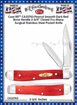 W.R. Case & Sons Cutlery CA10763 Case XX� Peanut Smooth Dark Red Bone Handle 2-3/4" Closed 2-1/8" Clip 1-1/2" Pen blade Tru-Sharp Surgical Stainless Steel Pocket Knife
