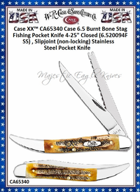 W.R. Case & Sons Cutlery CA65340 Case XX™ 6.5 Burnt Bone Stag Fishing Pocket Knife 4.25" Closed (6.520094F SS) , Slip-joint (non-locking) Stainless Steel Pocket Knife W.R. Case & Sons Cutlery CA65340 Case XX™ 6.5 Burnt Bone Stag Fishing Pocket Knife 4.25" Closed (6.520094F SS) , Slip-joint (non-locking) Stainless Steel Pocket Knife