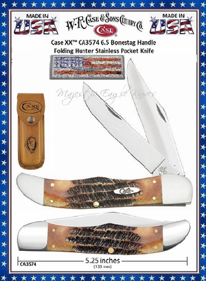 W.R. Case & Sons Cutlery CA3574 Case XX� 6.5 Bonestag Folding Hunter Stainless Pocket Knife 