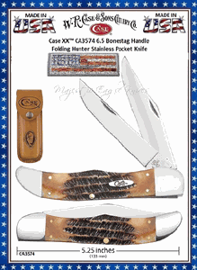 W.R. Case & Sons Cutlery CA3574 Case XX� 6.5 Bonestag Folding Hunter Stainless Pocket Knife 