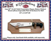 W.R. Case & Sons Cutlery CA-317 Case XX� Knife Presentation Plaque, Made of Walnut Wood w/Brass Engravable Plate & Hardware for Wall Hanging 16"L x 6-3/4"xW 