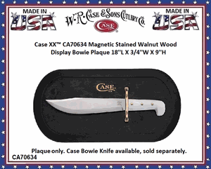 W.R. Case & Sons Cutlery CA70634 Case XX� Magnetic Stained Black Walnut Wood Bowie Display Plaque 18''L X 3/4''W X 9''H