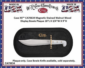 W.R. Case & Sons Cutlery CA70634 Case XX� Magnetic Stained Black Walnut Wood Bowie Display Plaque 18''L X 3/4''W X 9''H
