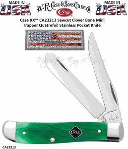 W.R. Case & Son's Cutlery CA23213 CASE XX� 3-1/2" Closed Sawcut Clover Bone Handle Mini Trapper Pocket Knife