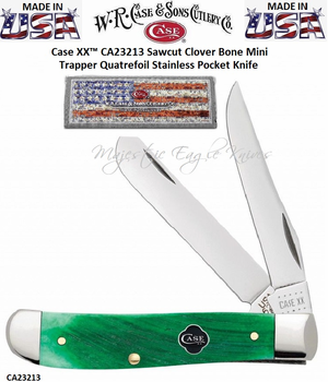 W.R. Case & Son's Cutlery CA23213 CASE XX™ 3-1/2" Closed Sawcut Clover Bone Handle Mini Trapper Pocket Knife W.R. Case & Son's Cutlery CA23213 CASE XX™ 3-1/2" Closed Sawcut Clover Bone Handle Mini Trapper Pocket Knife