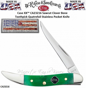 W.R. Case & Son's Cutlery CA23216 CASE XX™ 3" Closed Sawcut Clover Bone Handle Small Texas Toothpick Knife Pocket Knife W.R. Case & Son's Cutlery CA23216 CASE XX™ 3" Closed Sawcut Clover Bone Handle Small Texas Toothpick Knife Pocket Knife