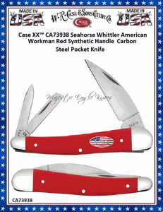W.R. Case & Sons Cutlery CA73938 Case XX� Seahorse Whittler American Workman Red Synthetic Handle  Carbon Steel Pocket Knife  