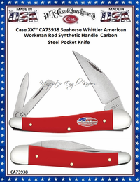 W.R. Case & Sons Cutlery CA73938 Case XX� Seahorse Whittler American Workman Red Synthetic Handle  Carbon Steel Pocket Knife  