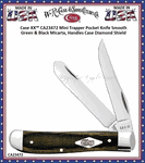 W.R. Case & Son's Cutlery CA23472 Case XX� Mini Trapper Pocket Knife Smooth Green and Black Micarta, Handles Case Diamond Shield 