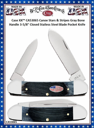 W.R. Case & Son's Cutlery CA53065 Case XX™ Canoe Stars & Stripes Gray Bone Handle 3-5/8" Closed Stainless Steel Blade Pocket Knife W.R. Case & Son's Cutlery CA53065 Case XX™ Canoe Stars & Stripes Gray Bone Handle 3-5/8" Closed Stainless Steel Blade Pocket Knife