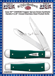 W.R. Case & Son's Cutlery CA64530 Case XX� Trapper Spruce Green Synthetic Handle 4-1/8" Closed Stainless Steel Blade Pocket Knife