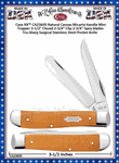 W.R. Case & Son's Cutlery CA23695 Case XX� Natural Canvas Micarta Handle Mini Trapper 3-1/2" Closed 2-3/4" Clip 2-3/4" Spey blades Tru-Sharp Surgical Stainless Steel Pocket Knife