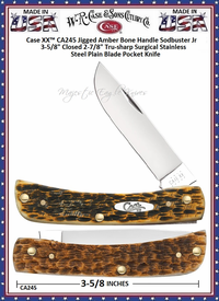 W.R. Case & Son's Cutlery CA245 Case XX� Jigged Amber Bone Sodbuster Jr Stainless Pocket Knife      